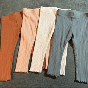 Little Co Toddler Kids Ribbed Leggings Set - Multicolor Size 2T